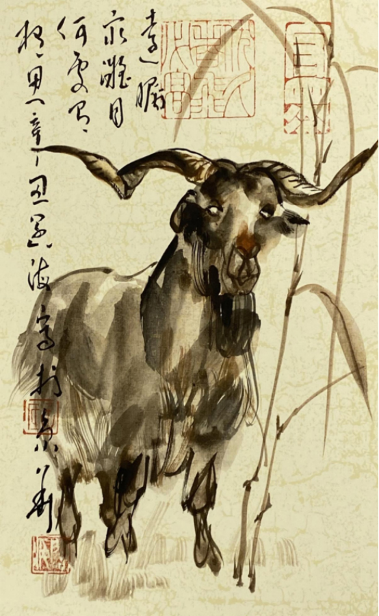 新汉画创始人著名画家王阔海水墨画《骆驼与驴》插图9题字网