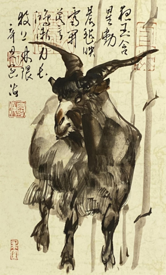 新汉画创始人著名画家王阔海水墨画《骆驼与驴》插图10题字网