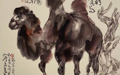 新汉画创始人著名画家王阔海水墨画《骆驼与驴》缩略图题字网