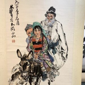 中国黄胄掛け軸舞踊図肉筆