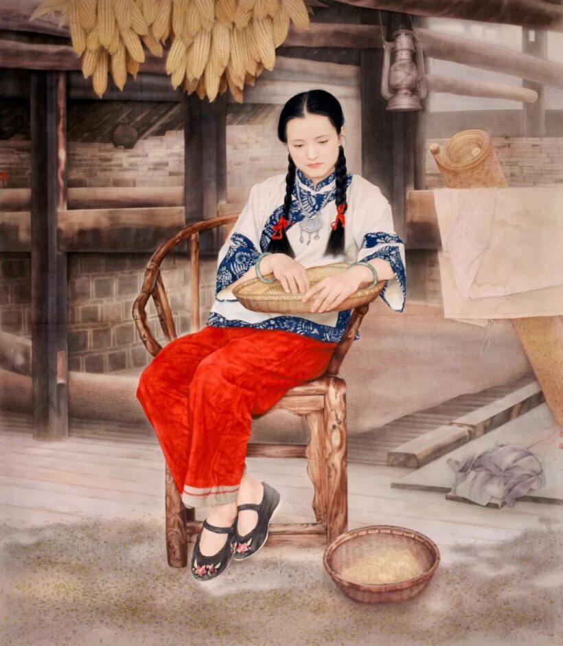 李乃蔚“单纯”画笔绘就人生百态，工笔画作尽显魅力深度｜作品定制插图4中国题字网