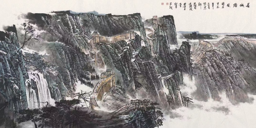 书画名家郭红星精品山水画定制收藏【长城雄风】插图1中国题字网