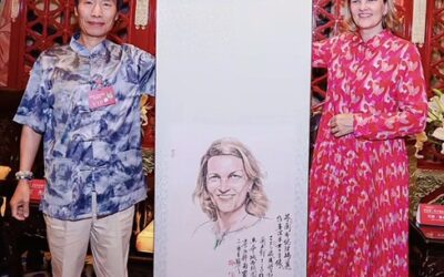 书画名家李士良为芬兰前总理玛丽.维基涅米创作赠送肖像画缩略图中国题字网