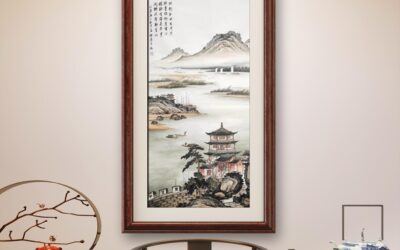 书画名家刘名杰古典山水画定制收藏【秋江楼阁图】缩略图中国题字网
