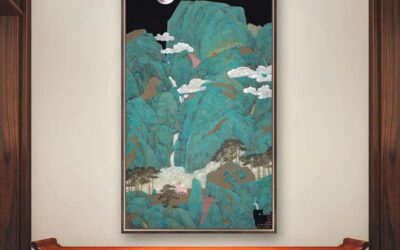 书画名家刘名杰古典精品青绿山水画定制收藏【月色青峦】缩略图中国题字网