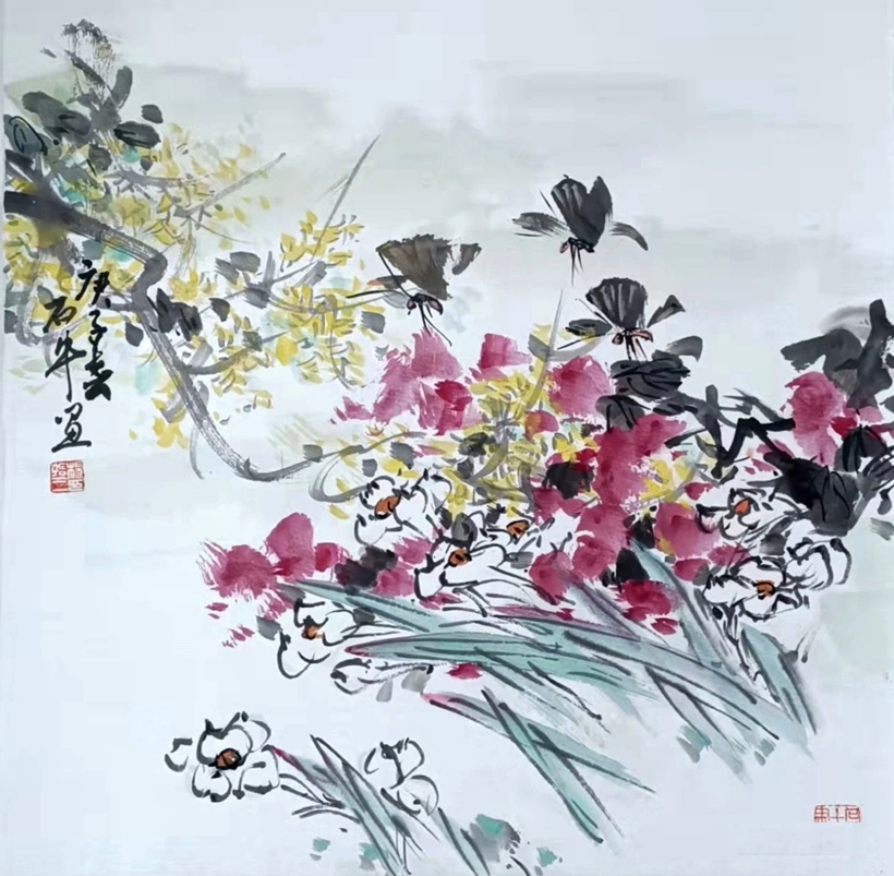 书画名家杨哲三精品花鸟画定制收藏【岁朝双友图】插图1中国题字网
