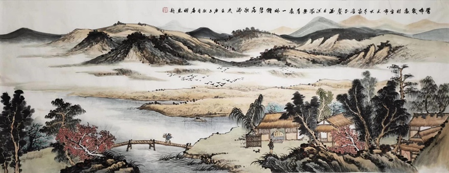 书画名家刘名杰古典山水画定制收藏【溪山幽居图】插图1中国题字网