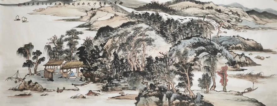书画名家刘名杰古典山水画定制收藏【西溪幽居图】插图1中国题字网