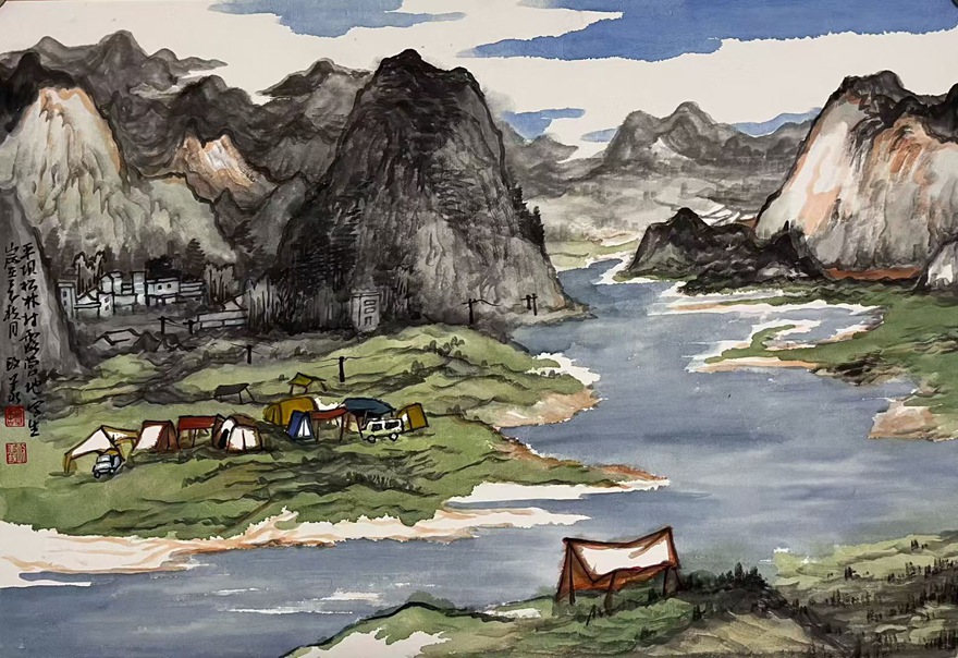 谭政义.古今融合而现代派风格明朗山水画｜作品定制插图8中国题字网