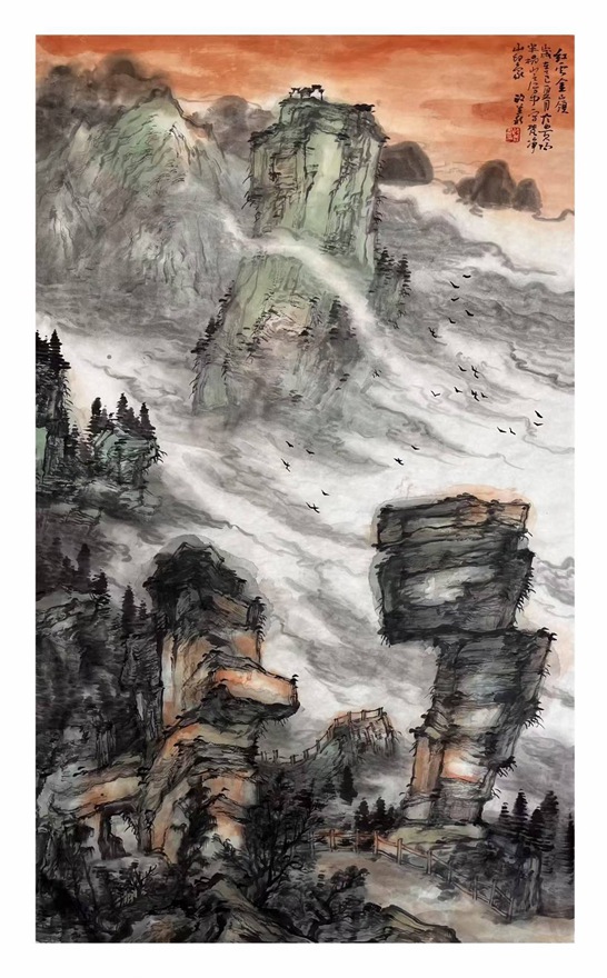 谭政义.古今融合而现代派风格明朗山水画｜作品定制插图4中国题字网