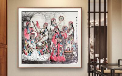 著名画家崔虹工笔重彩人物画《天山神曲》｜作品定制收藏缩略图中国题字网