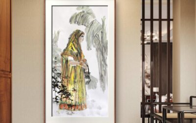 著名画家崔虹工笔重彩人物画《虹霓映舞》｜作品定制收藏缩略图中国题字网