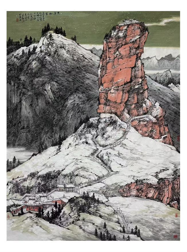 谭政义古今融合山水画《梵净初雪盛景》｜作品定制收藏插图2中国题字网