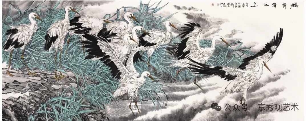 名家郑瑰玺重彩花鸟画作品定制收藏 【鹤舞清江上】插图1中国题字网 名家郑瑰玺重彩花鸟画作品定制收藏 【鹤舞清江上】插图1中国题字网