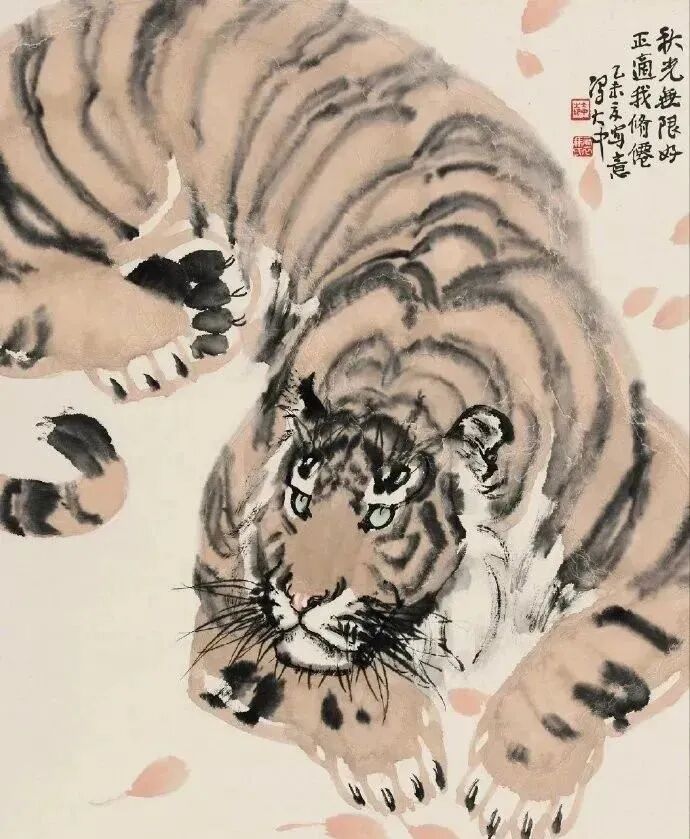 冯大中画虎“虎虎生威”｜中国传统国画作品大观插图16中国题字网