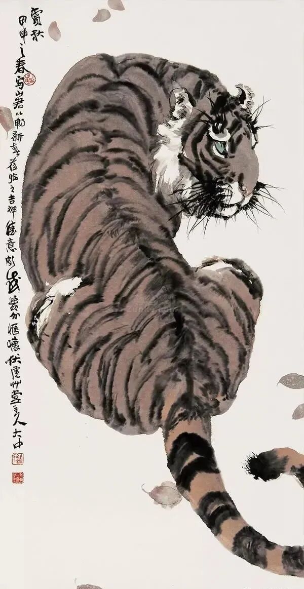 冯大中画虎“虎虎生威”｜中国传统国画作品大观插图18中国题字网