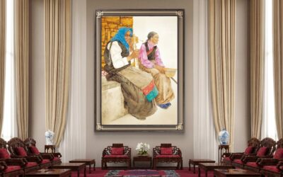 会所大厅山水国画定制 企业展厅装饰国画手绘缩略图中国题字网