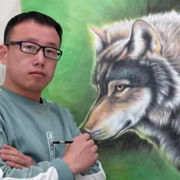 朱绍城工笔动物画虎豹狼熊猫狗兔栩栩如生-作品定制收藏缩略图中国题字网