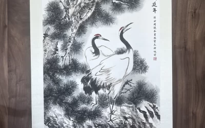笔墨寄孝心：中国题字网藏友定制朱绍城《松鹤延年》为祖父贺寿缩略图中国题字网