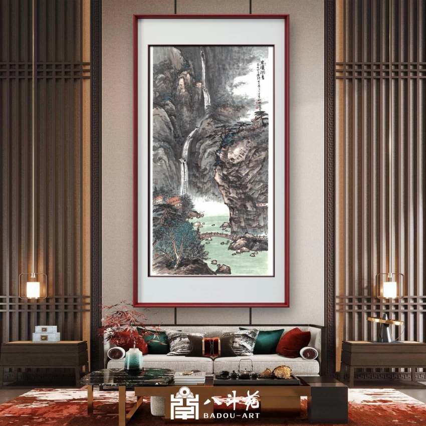 杜山河国画作品(山水)定制结缘【翠嶂飞瀑】插图中国题字网 杜山河国画作品(山水)定制结缘【翠嶂飞瀑】插图中国题字网