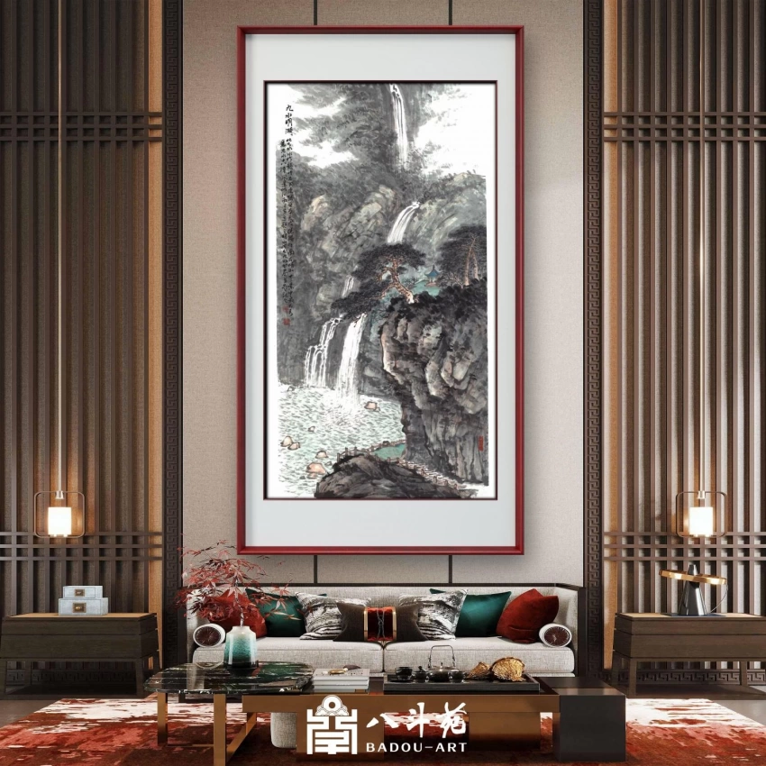 杜山河国画作品（山水）定制结缘【九水明漪】插图中国题字网