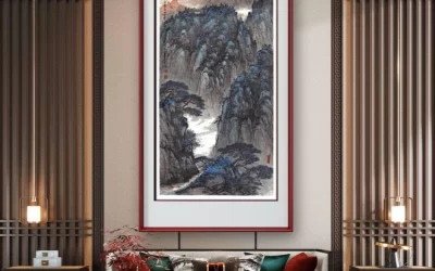 杜山河泼彩山水《明霞散绮》