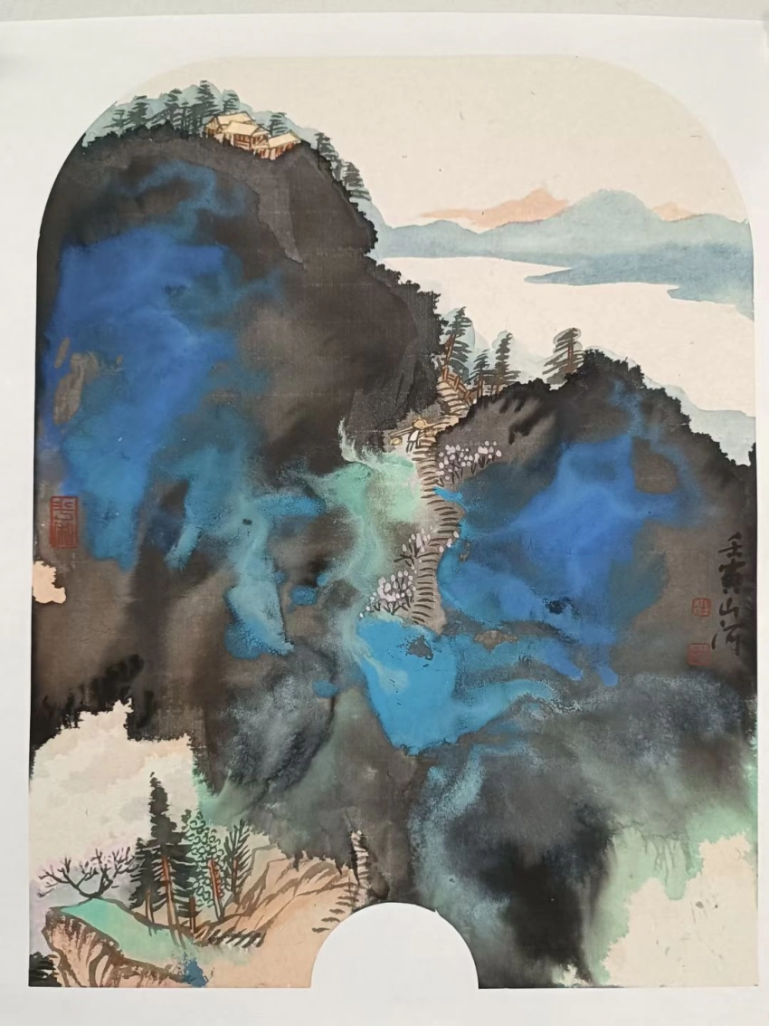 杜山河国画作品(山水)定制结缘【泼彩云山】插图1中国题字网 杜山河国画作品(山水)定制结缘【泼彩云山】插图1中国题字网
