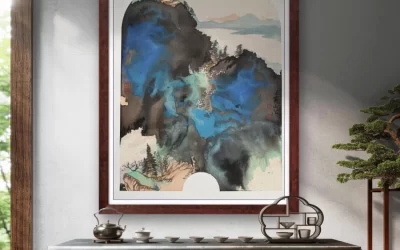 杜山河泼彩山水《泼彩云山》