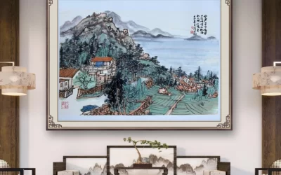 杜山河青绿山水《华严寺下有村》