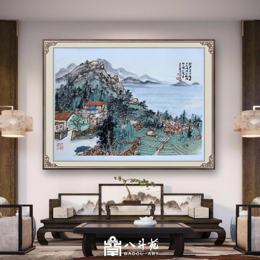 杜山河国画作品(山水)定制结缘【华严寺下有村】插图中国题字网 杜山河国画作品(山水)定制结缘【华严寺下有村】插图中国题字网