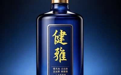 郭永琰题字“健雅”酒瓶（宝蓝款）：循天地 古法酿，古法酿 酿健雅